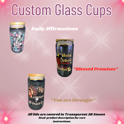 Custom Glass Cup w/Lid and Straw