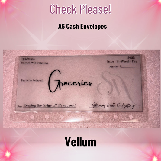 "Check Please" - A6 Cash Envelopes (Vellum)